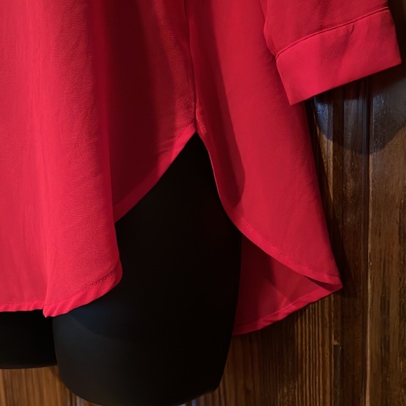 Red Rhinestone Embellished High Low Poly Tunic - Picture 9 of 10